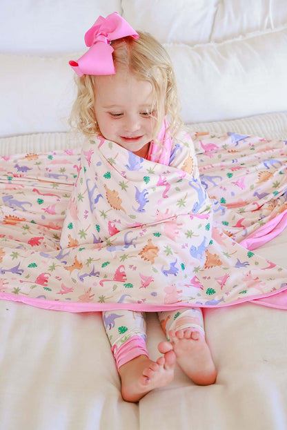 Double Sided Bamboo Blanket | Little Fossil Pink