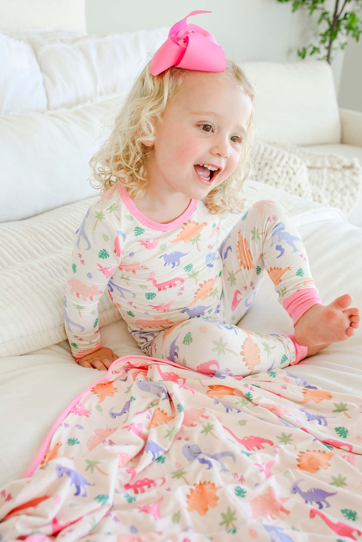 Double Sided Bamboo Blanket | Little Fossil Pink