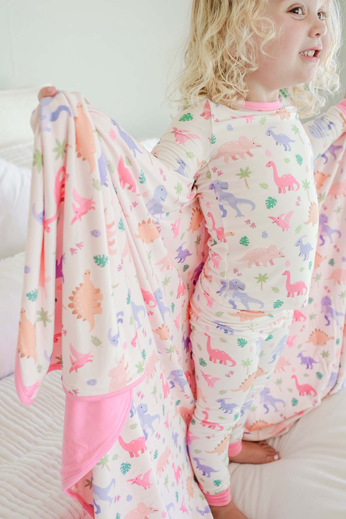Double Sided Bamboo Blanket | Little Fossil Pink