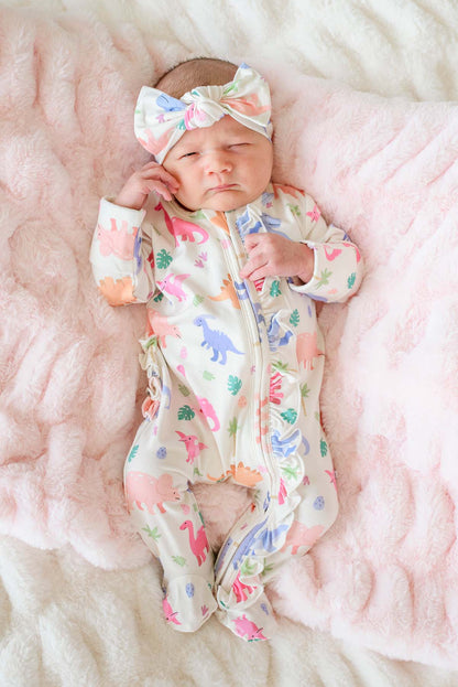 Knit Large Bow Bamboo Headwrap | Little Fossil Pink