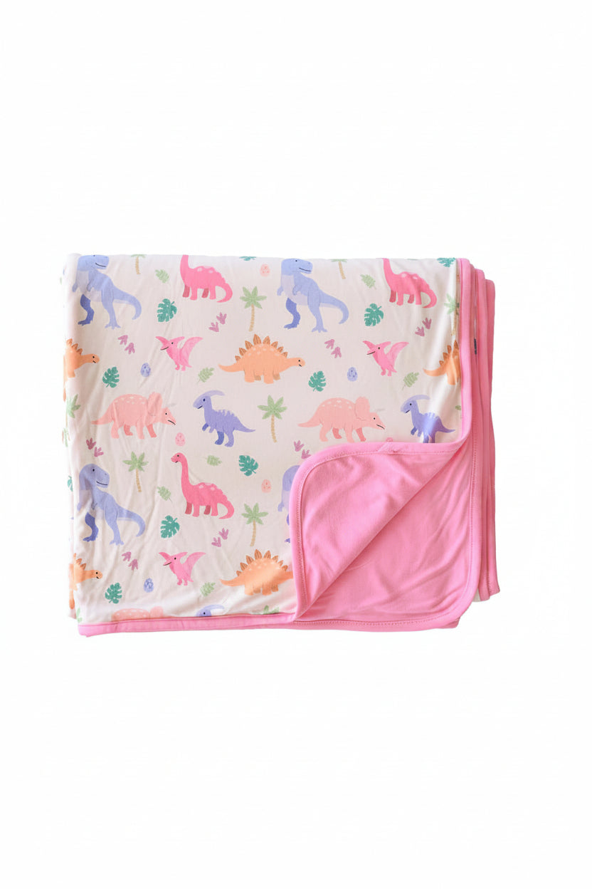 Double Sided Bamboo Blanket | Little Fossil Pink