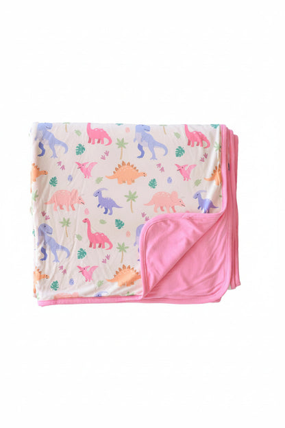 Double Sided Bamboo Blanket | Little Fossil Pink