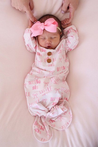 Newborn Baby Knot Gown & Hat Set | Little Sis