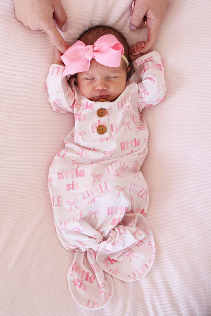 Newborn Baby Knot Gown & Hat Set | Little Sis