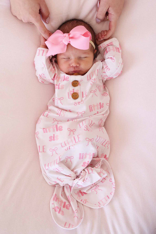 Newborn Baby Knot Gown & Hat Set | Little Sis