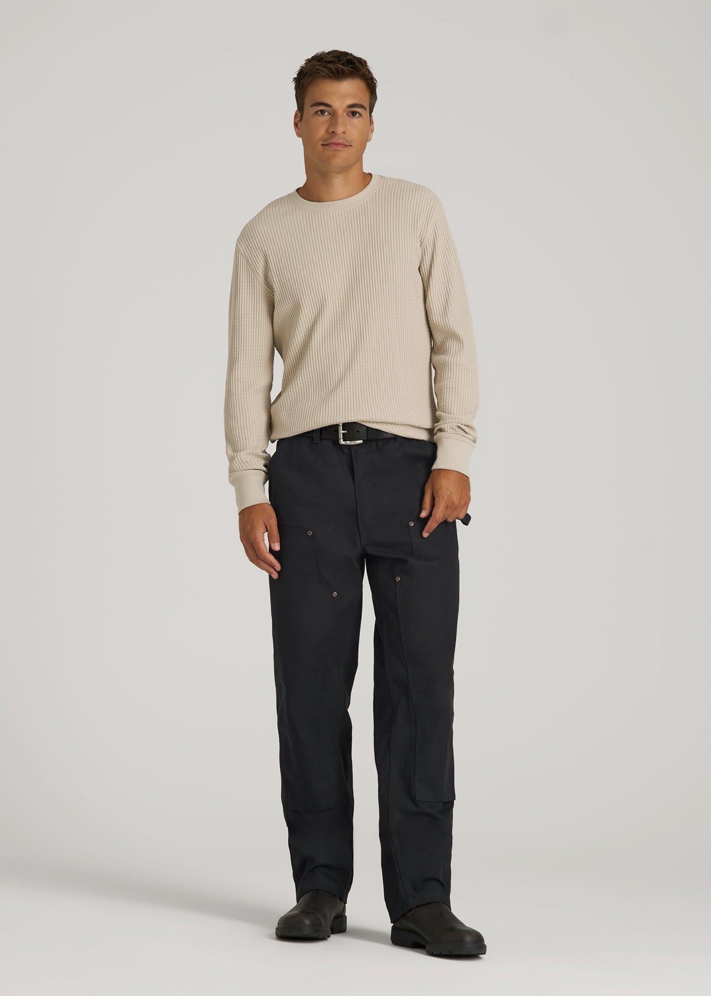 LJ&S Double Front Utility Work Pants for Tall Men in Black