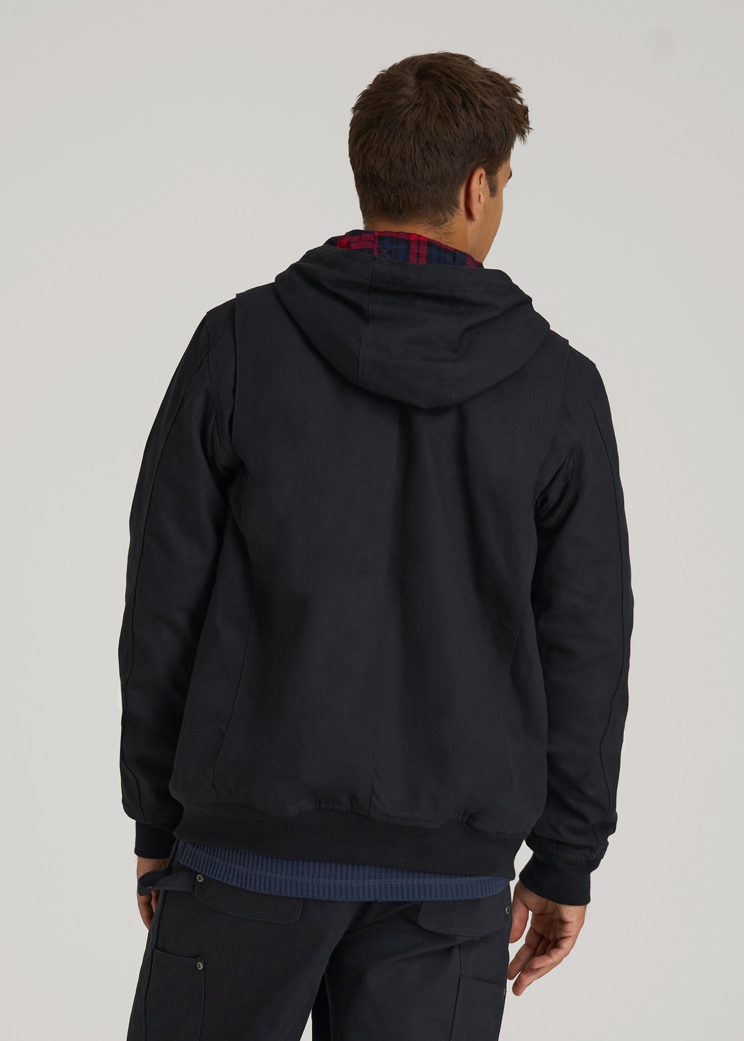LJ&S Flannel-Lined Canvas Work Jacket for Tall Men in Black