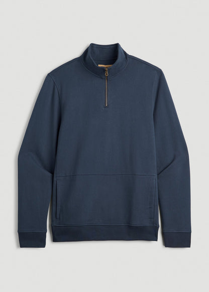 LJ&S Heavyweight Quarter-Zip Pullover for Tall Men in Vintage Midnight Navy