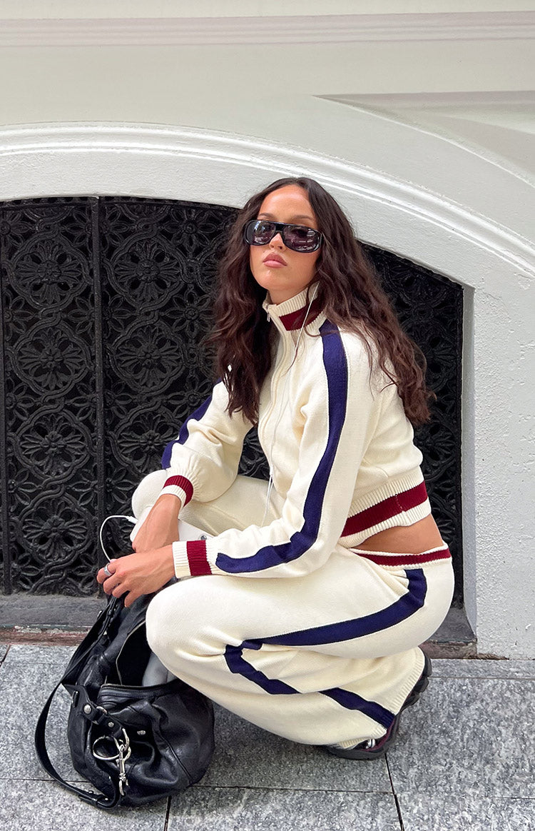 Luna Cream Knit Jacquard Track Pants