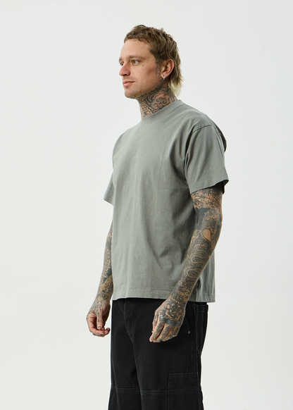 AFENDS Mens Genesis - Heavyweight Boxy Tee - Washed Sycamore