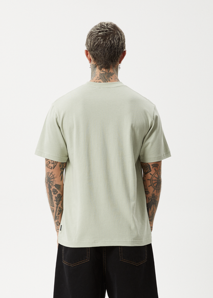 AFENDS Mens Vinyl - Retro Tee - Eucalyptus