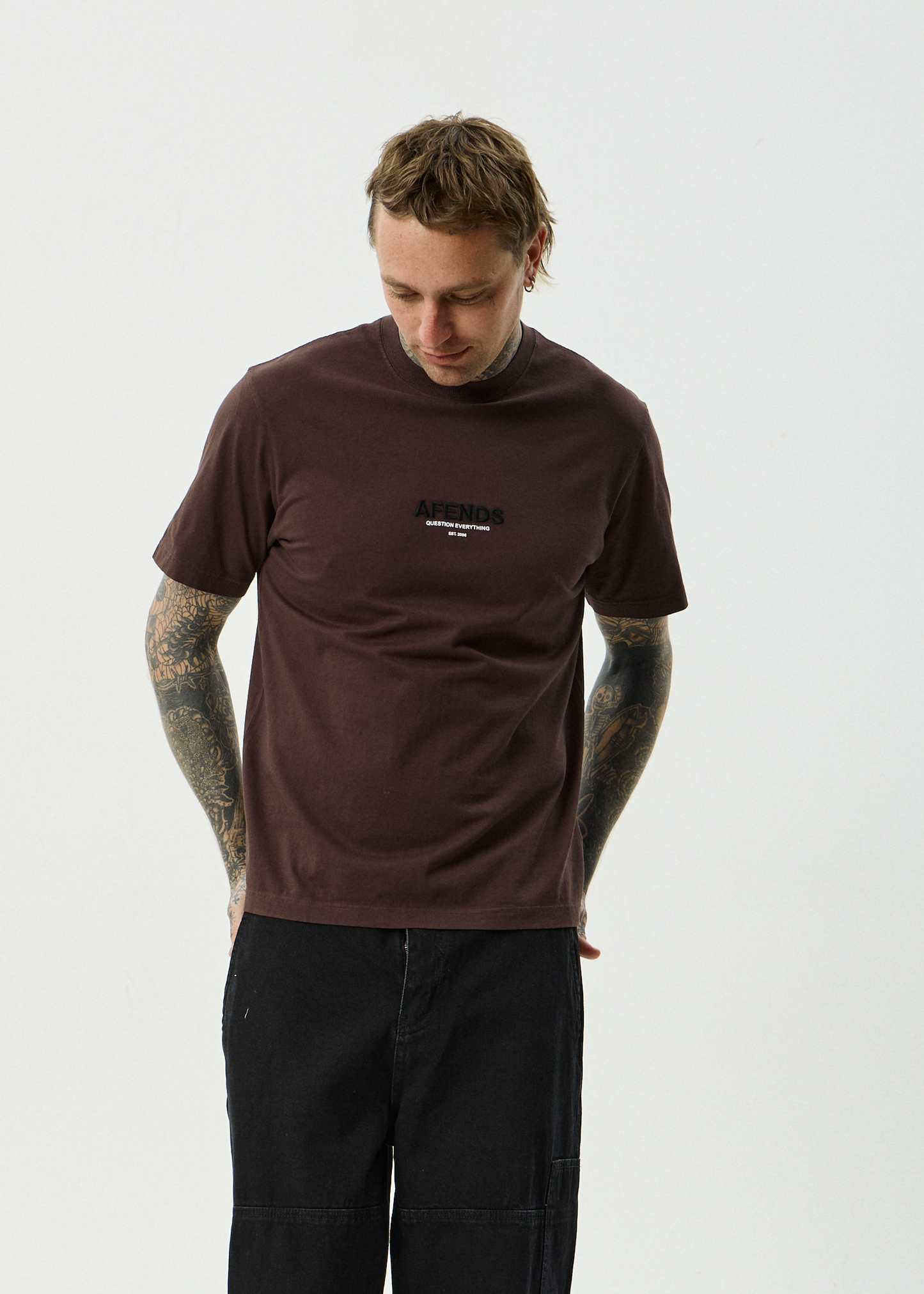 AFENDS Mens Vinyl - Retro Tee - Washed Coffee