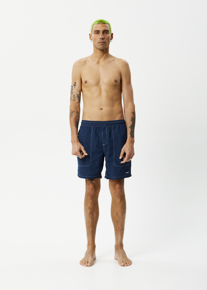 AFENDS Mens Baywatch - Swim Short 18" - Navy