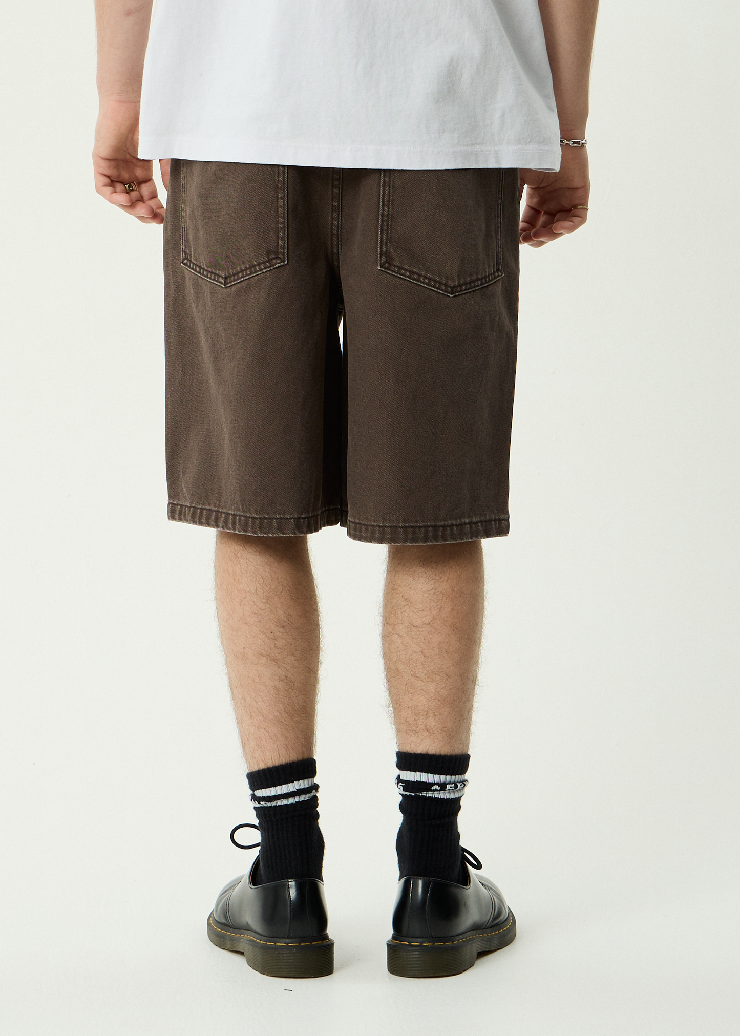 AFENDS Mens Lil C - Denim Baggy Short 22" - Washed Coffee