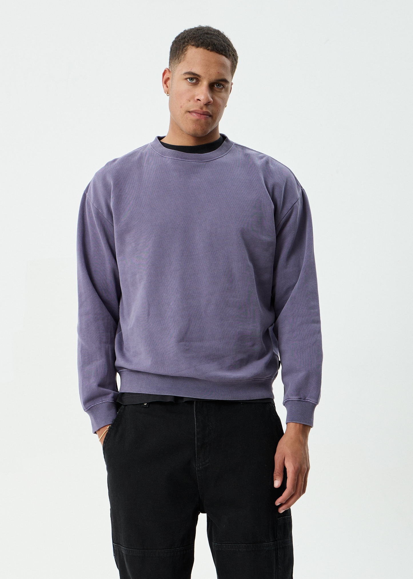 AFENDS Mens Genesis - Crew Neck - Vintage Aubergine