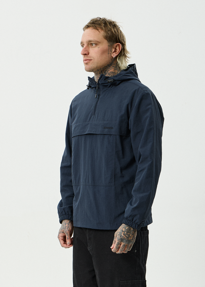 AFENDS Mens System - Water Resistant Spray Anorak Jacket - Deep Sea