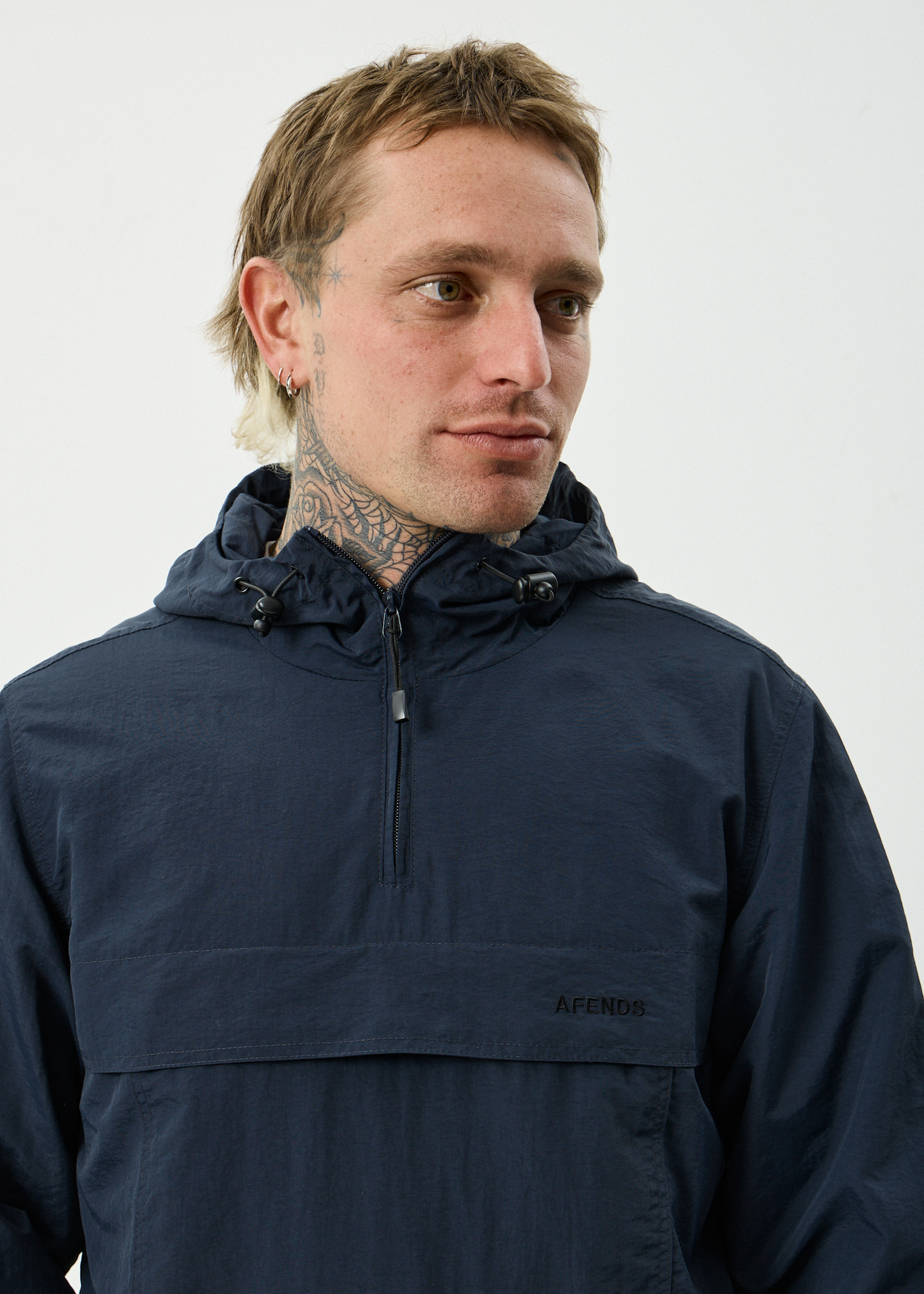 AFENDS Mens System - Water Resistant Spray Anorak Jacket - Deep Sea
