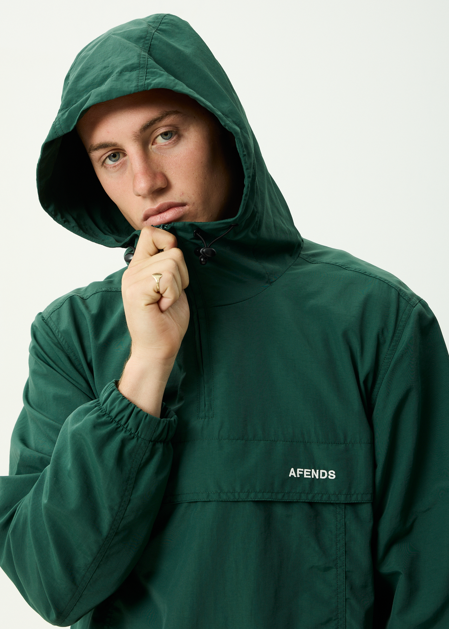 AFENDS Mens System - Water Resistant Spray Anorak Jacket - Pine