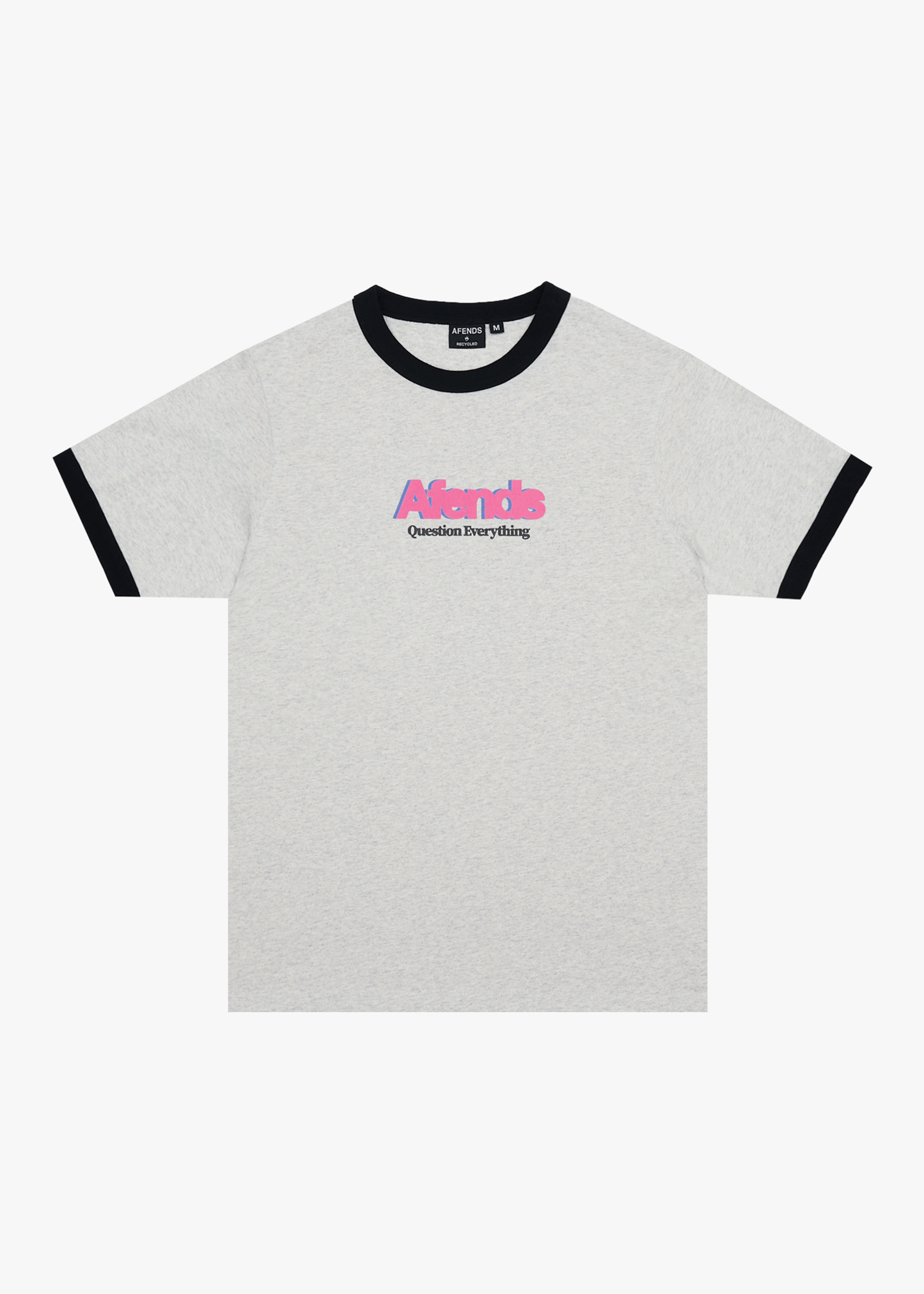 AFENDS Mens Perception - Heavyweight Oversized Ringer Tee - Grey Marle