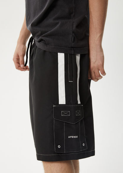 AFENDS Mens House Related - Cargo Swim Short 21" - Black