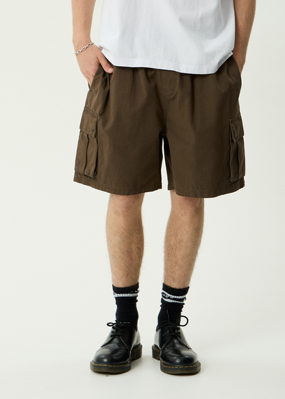 AFENDS Mens Ripped Out 98 - Oversized Cargo Short 20" - Coffee