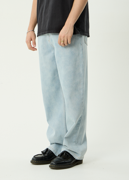AFENDS Mens Pablo - Denim Baggy Jean - Stone Blue