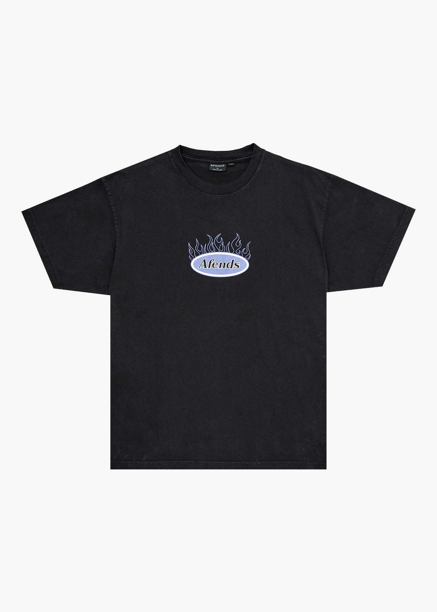 AFENDS Mens Fast Forward - Heavyweight Boxy Tee - Stone Black