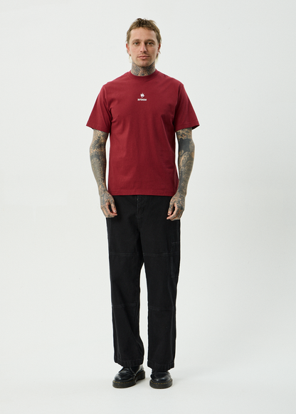 AFENDS Mens Burnin - Retro Tee - Washed Burgundy