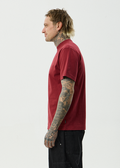 AFENDS Mens Burnin - Retro Tee - Washed Burgundy