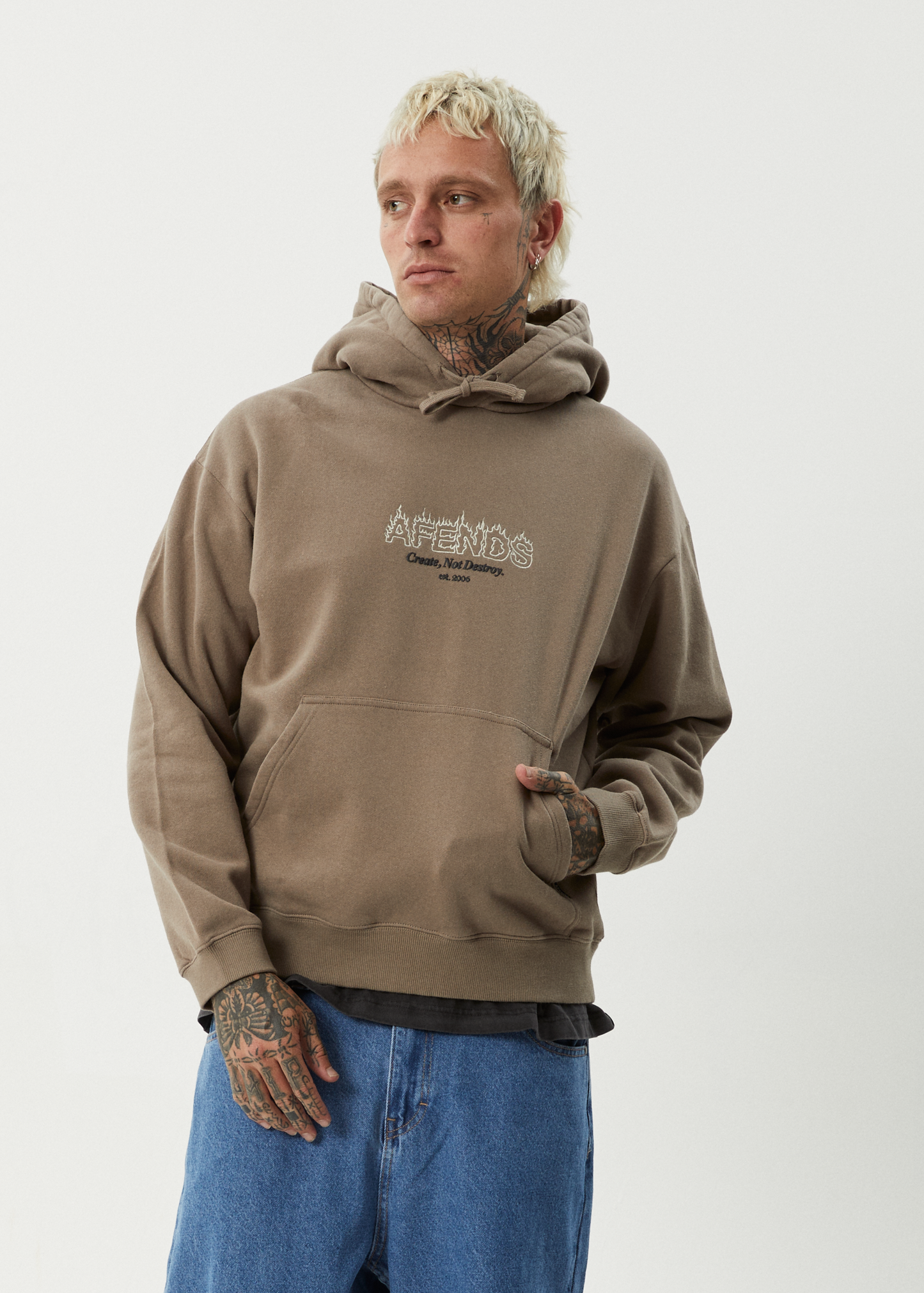 AFENDS Mens Ember - Hoodie - Fossil