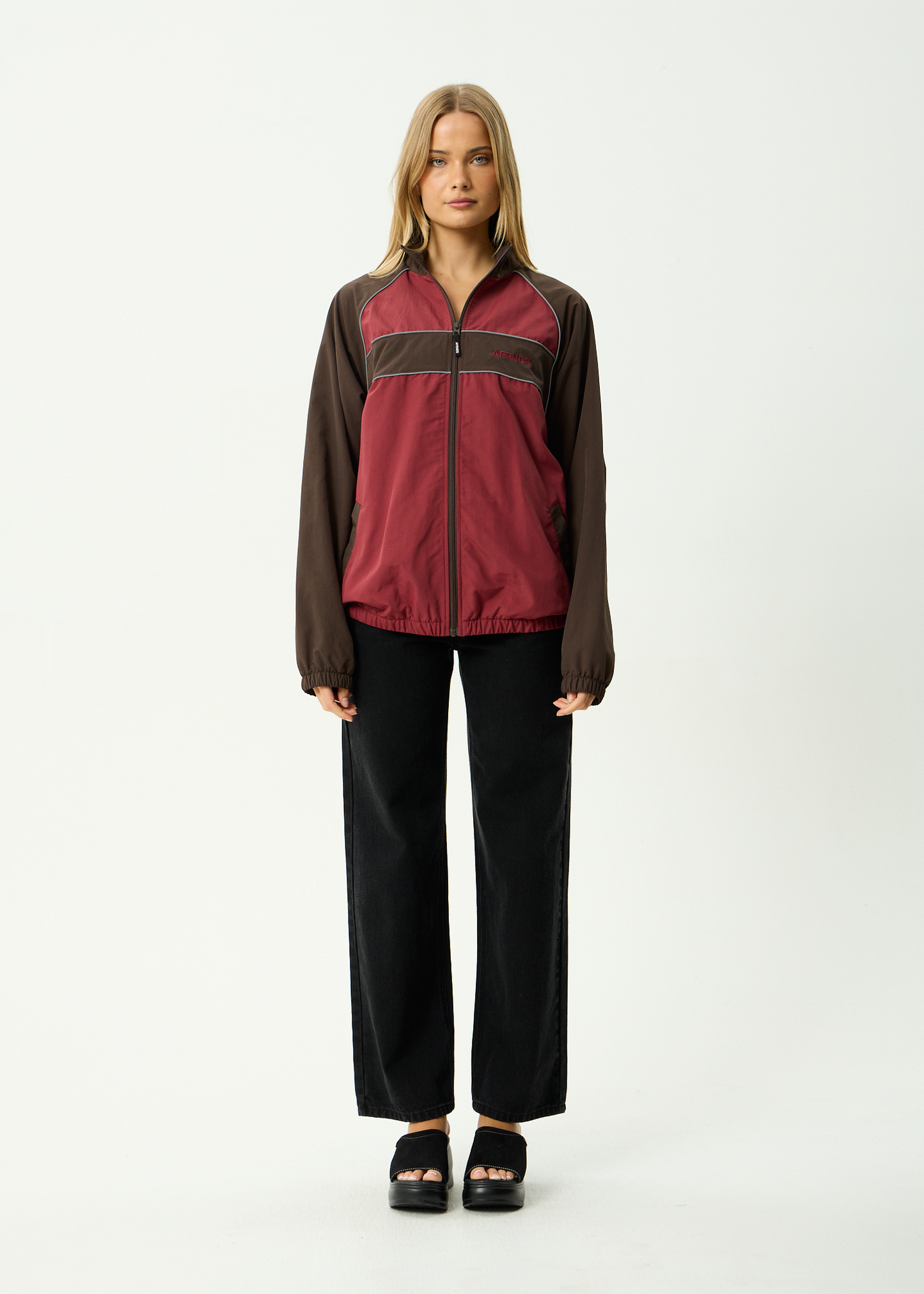 AFENDS Mens Spicy - Sports Spray Jacket - Burgundy