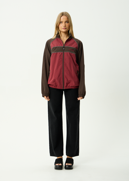 AFENDS Mens Spicy - Sports Spray Jacket - Burgundy