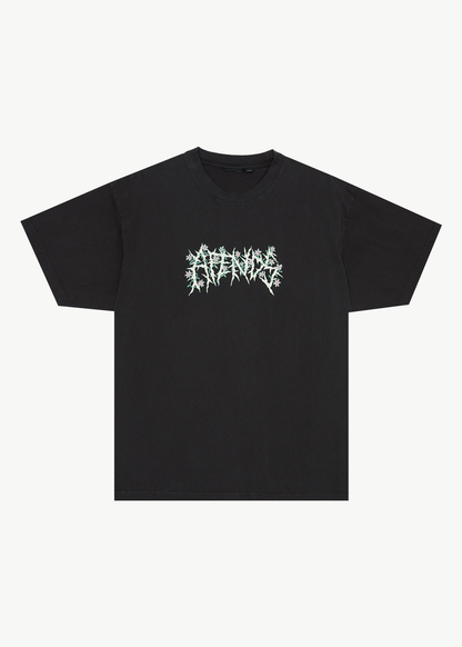AFENDS Mens Heavy Petal - Heavyweight Boxy Tee - Stone Black