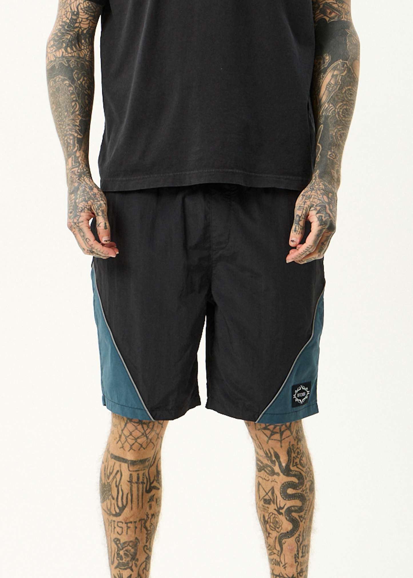 AFENDS Mens My Tribe - Panelled Short 20" - Black