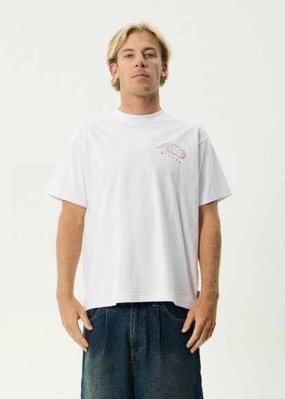 AFENDS Mens Off Balance - Heavyweight Boxy Tee - White