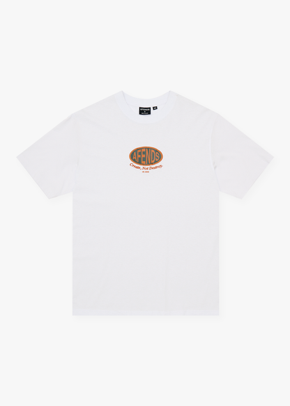 AFENDS Mens Destroyed - Retro Tee - White