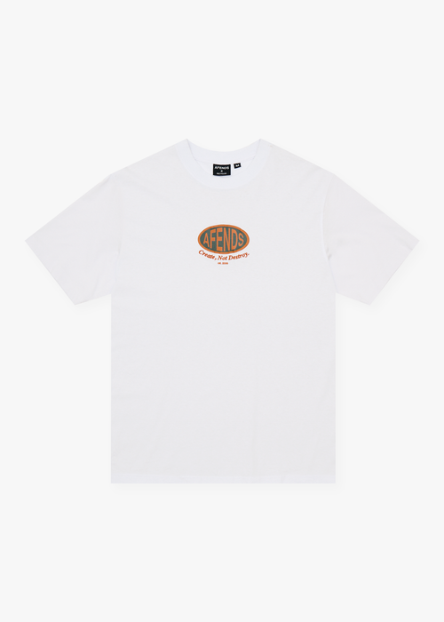 AFENDS Mens Destroyed - Retro Tee - White