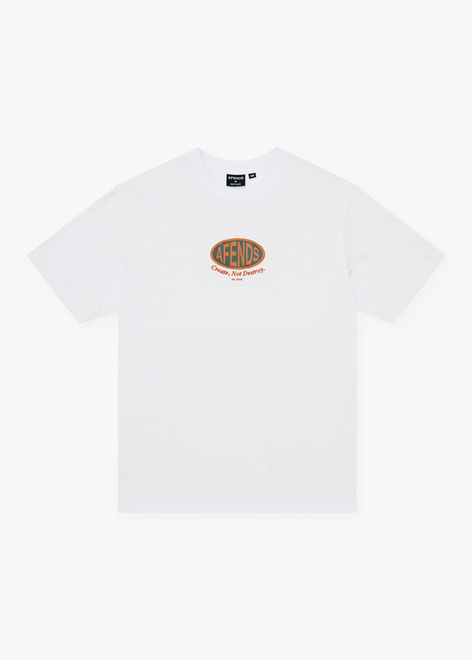 AFENDS Mens Destroyed - Retro Tee - White