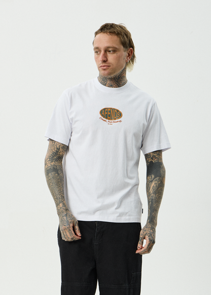 AFENDS Mens Destroyed - Retro Tee - White