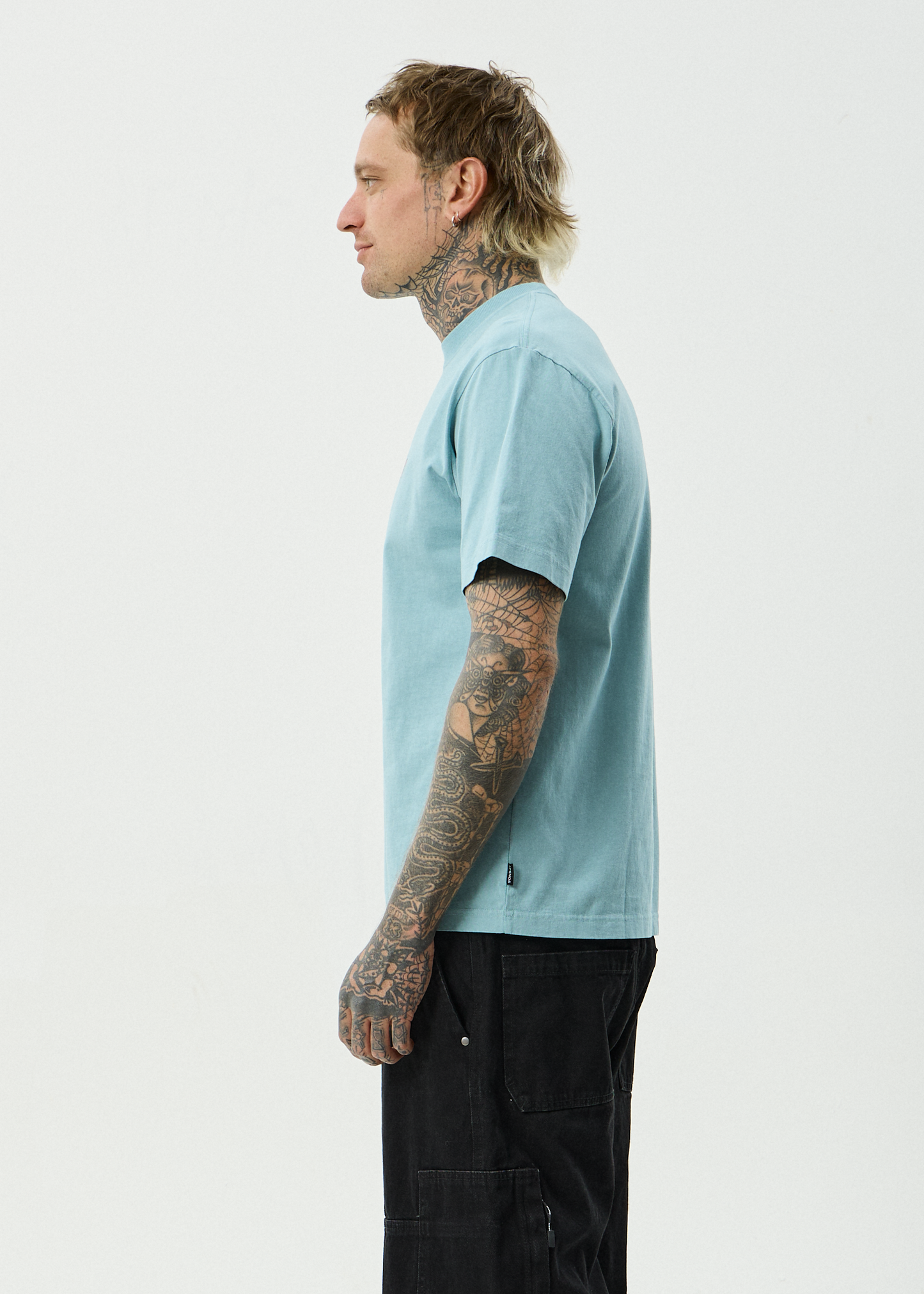 AFENDS Mens Angel Boy - Retro Tee - Washed Overcast