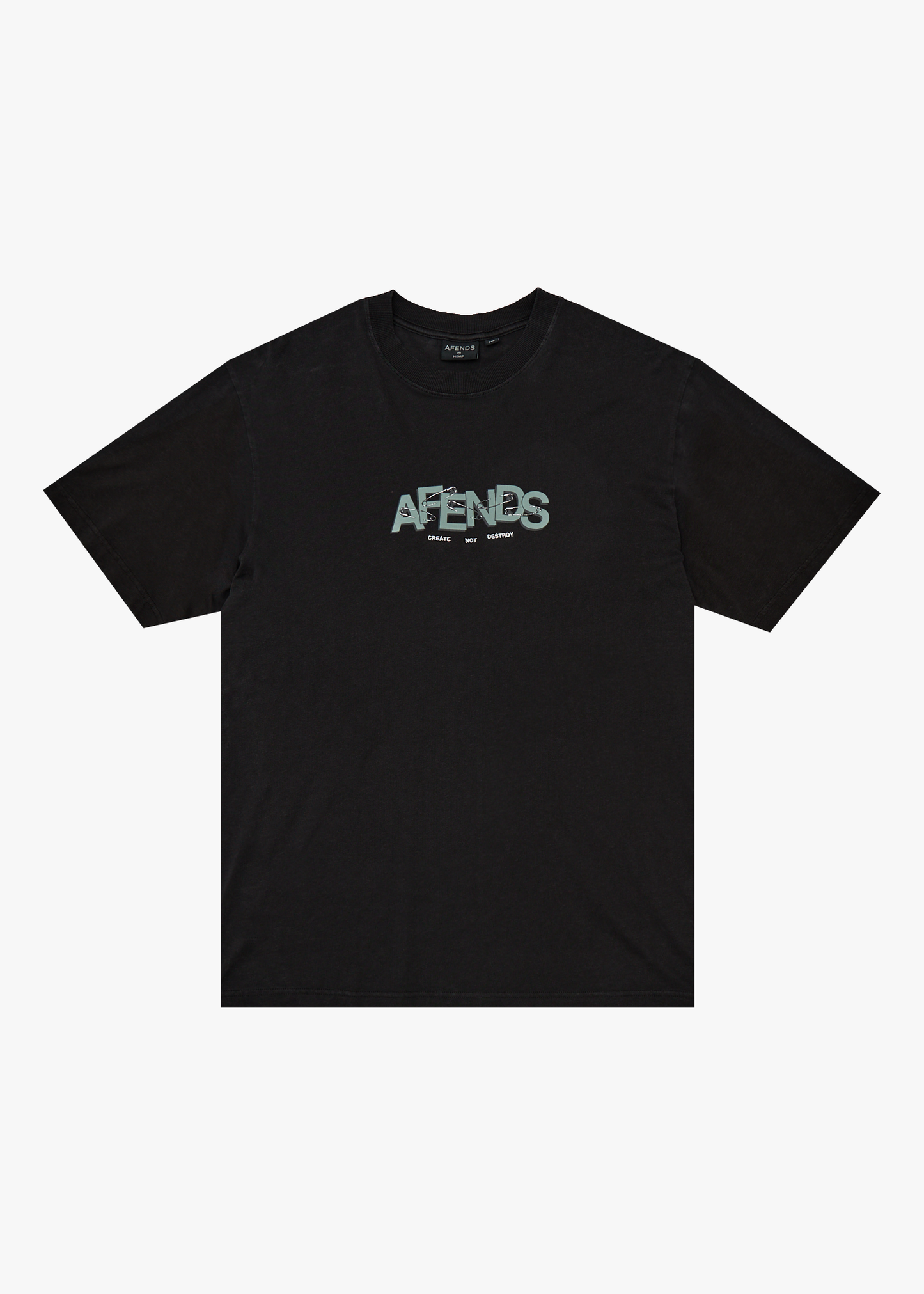 AFENDS Mens Safety - Retro Tee - Stone Black
