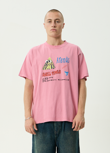 AFENDS Mens Shell Times - Boxy Tee - Washed Marrakesh