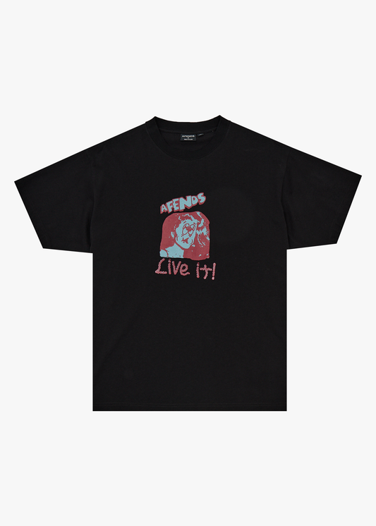 AFENDS Mens Live It - Boxy Tee - Black