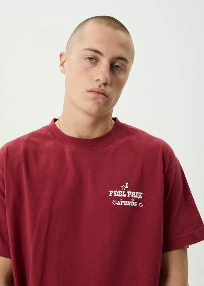 AFENDS Mens Sonoran - Boxy Tee - Washed Burgundy