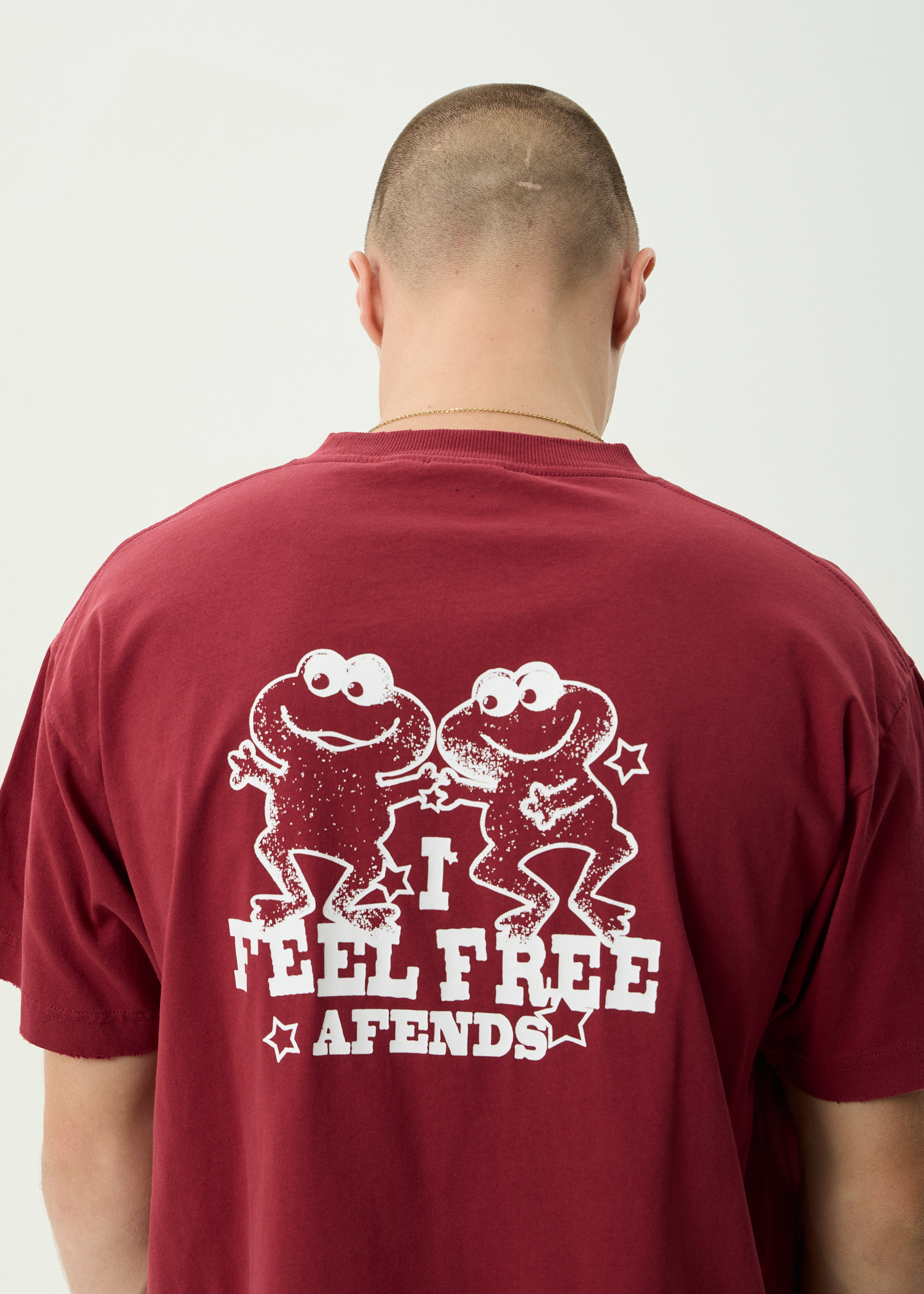 AFENDS Mens Sonoran - Boxy Tee - Washed Burgundy