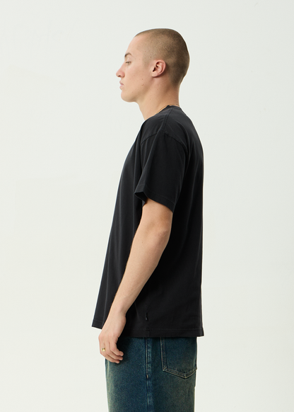AFENDS Mens Rocked - Boxy Tee - Stone Black