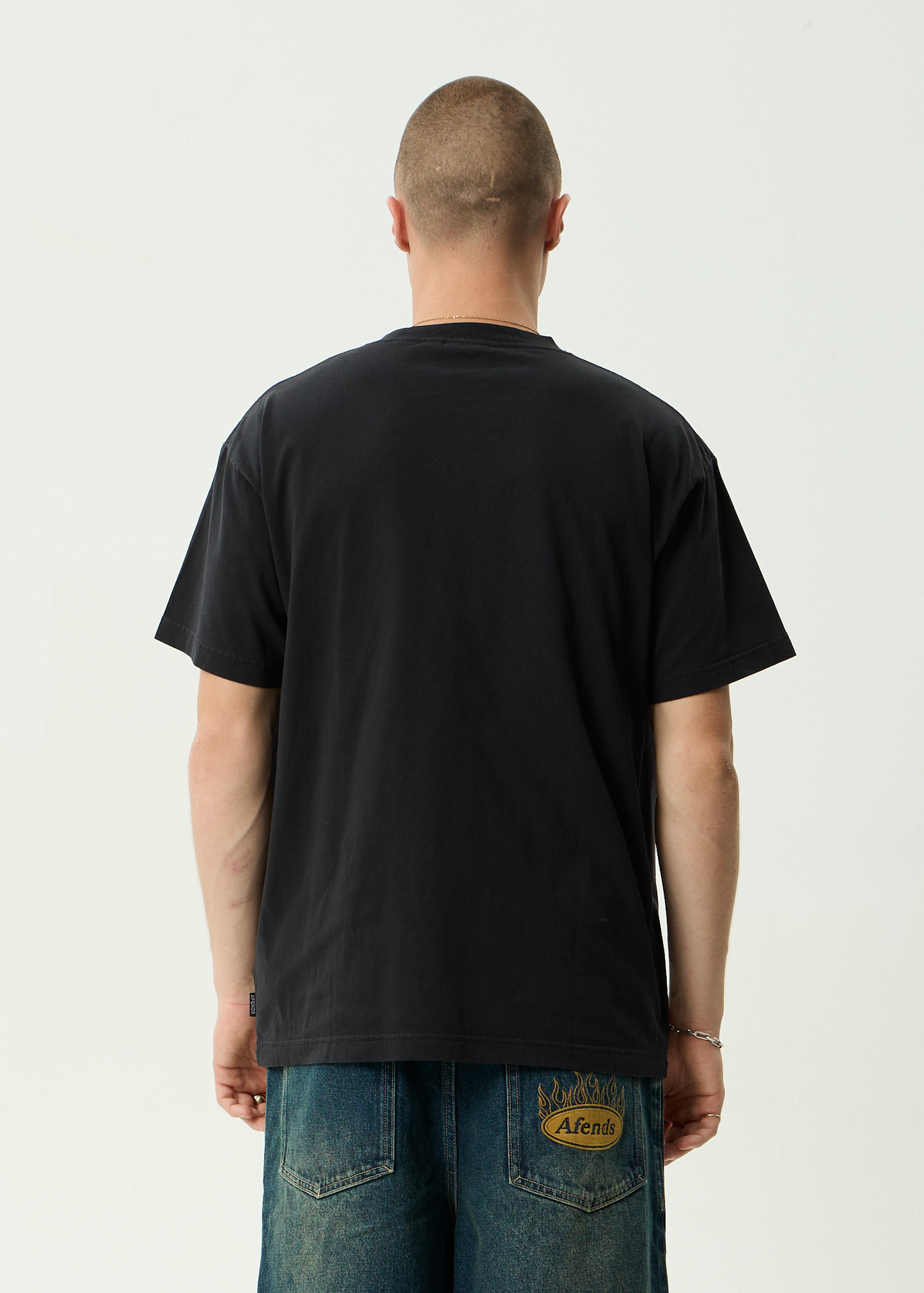 AFENDS Mens Rocked - Boxy Tee - Stone Black
