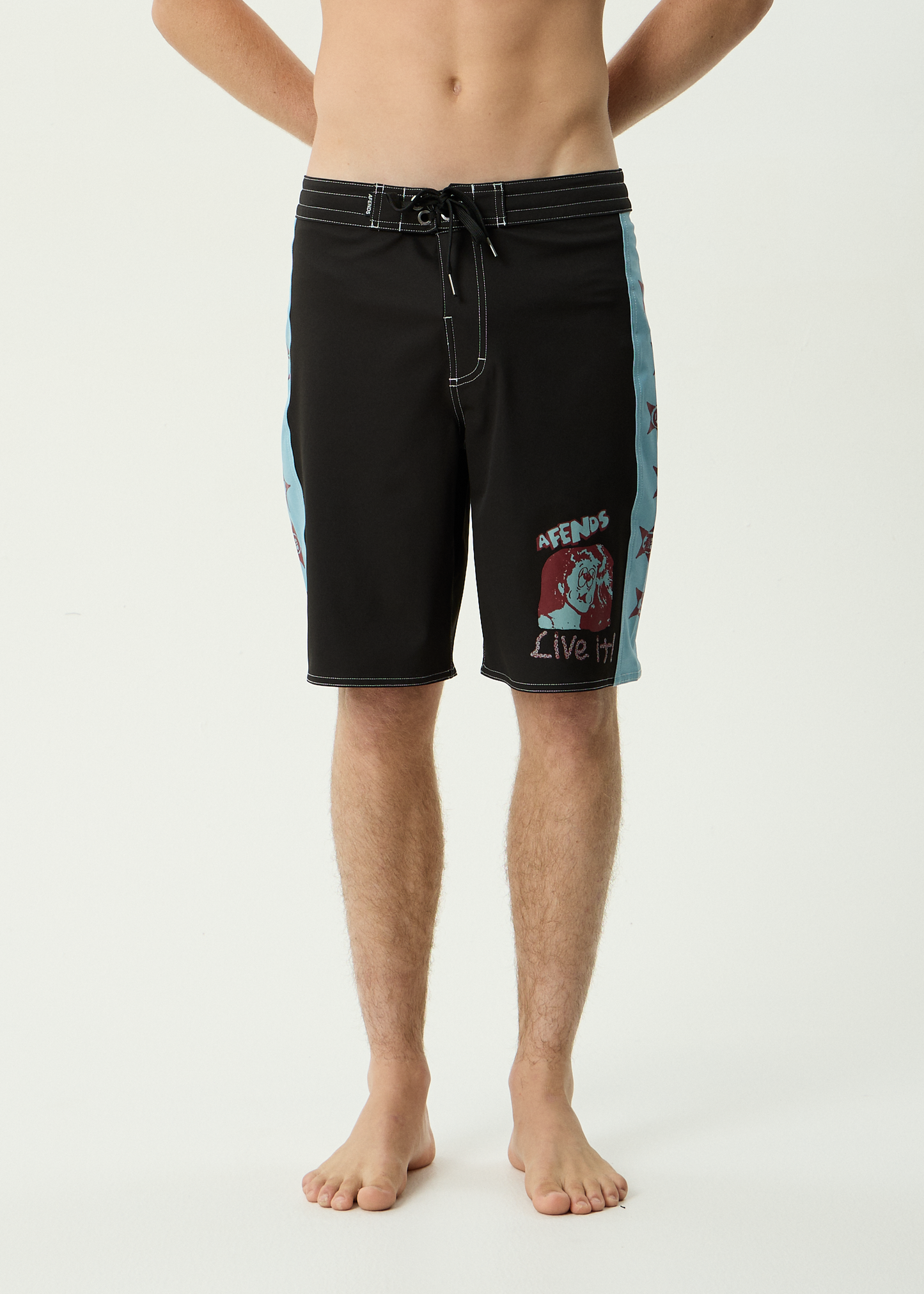 AFENDS Mens Live It - Surf Related V2 Boardshorts 19" - Black