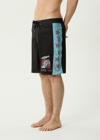AFENDS Mens Live It - Surf Related V2 Boardshorts 19" - Black