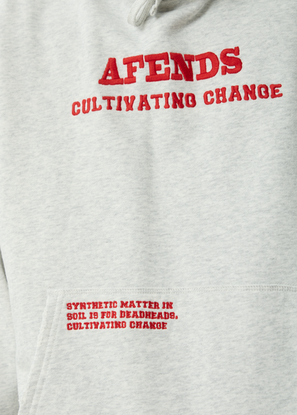 AFENDS Mens Wonders - Boxy Pull On Hood - Grey Marle
